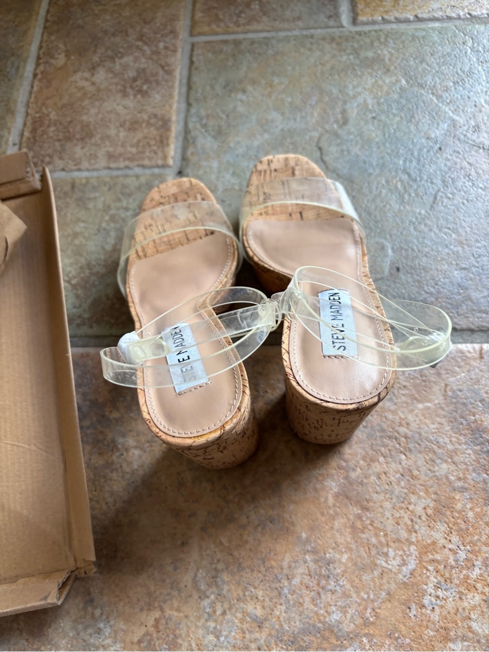 Steve Madden Nude Cork Wedge Sandals - Picture 4 of 5